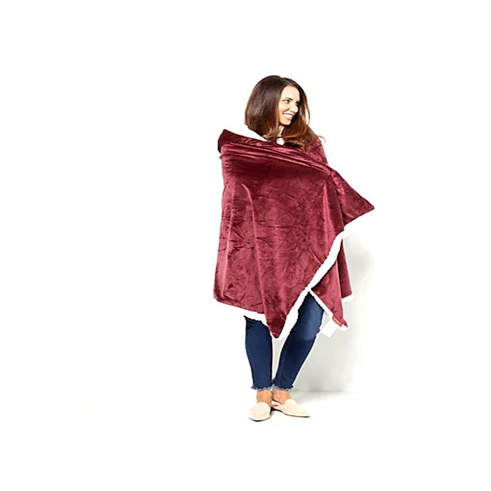 Peace Love World 40" x 70" Hooded Throw with Leather Patch Burgundy